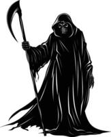 AI generated Silhouette grim reaper black color only full body body vector