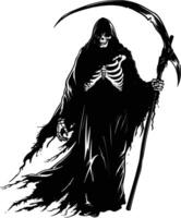 AI generated Silhouette grim reaper black color only full body body vector