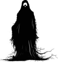 AI generated Silhouette ghost black color only full body body vector