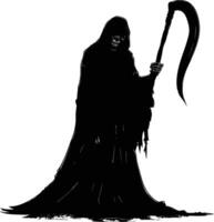 AI generated Silhouette grim reaper black color only full body body vector