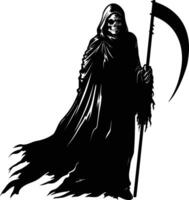 AI generated Silhouette grim reaper black color only full body body vector