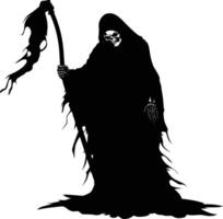 AI generated Silhouette grim reaper black color only full body body vector