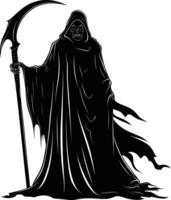 AI generated Silhouette grim reaper black color only full body body vector