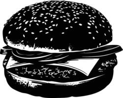 ai generado silueta hamburguesa negro color solamente lleno cuerpo cuerpo vector