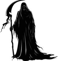 AI generated Silhouette grim reaper black color only full body body vector