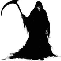 AI generated Silhouette grim reaper black color only full body body vector