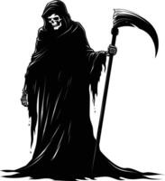 AI generated Silhouette grim reaper black color only full body body vector