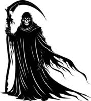 AI generated Silhouette grim reaper black color only full body body vector