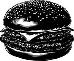 ai generado silueta hamburguesa negro color solamente lleno cuerpo cuerpo vector