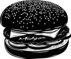 ai generado silueta hamburguesa negro color solamente lleno cuerpo cuerpo vector