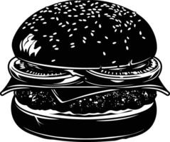 ai generado silueta hamburguesa negro color solamente lleno cuerpo cuerpo vector