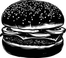 ai generado silueta hamburguesa negro color solamente lleno cuerpo cuerpo vector