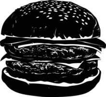 ai generado silueta hamburguesa negro color solamente lleno cuerpo cuerpo vector