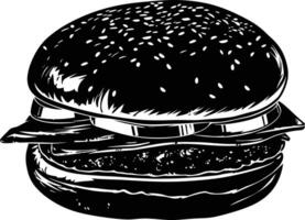 ai generado silueta hamburguesa negro color solamente lleno cuerpo cuerpo vector