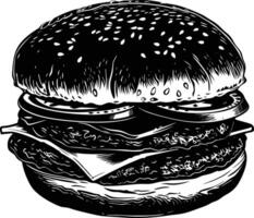 ai generado silueta hamburguesa negro color solamente lleno cuerpo cuerpo vector