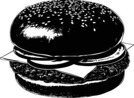 ai generado silueta hamburguesa negro color solamente lleno cuerpo cuerpo vector