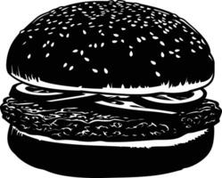 ai generado silueta hamburguesa negro color solamente lleno cuerpo cuerpo vector