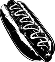 AI generated Silhouette hotdog black color only full body body vector