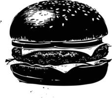 ai generado silueta hamburguesa negro color solamente lleno cuerpo cuerpo vector