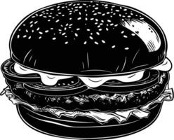 ai generado silueta hamburguesa negro color solamente lleno cuerpo cuerpo vector