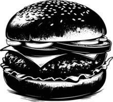 ai generado silueta hamburguesa negro color solamente lleno cuerpo cuerpo vector