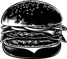 ai generado silueta hamburguesa negro color solamente lleno cuerpo cuerpo vector