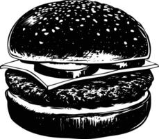 ai generado silueta hamburguesa negro color solamente lleno cuerpo cuerpo vector