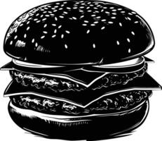 ai generado silueta hamburguesa negro color solamente lleno cuerpo cuerpo vector