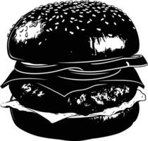 ai generado silueta hamburguesa negro color solamente lleno cuerpo cuerpo vector