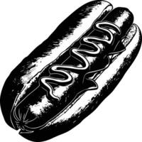 AI generated Silhouette hotdog black color only full body body vector