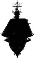 AI generated Silhouette Aircraft carrier top view black color only vector