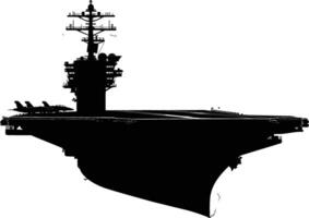 AI generated Silhouette Aircraft carrier top view black color only vector