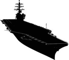 AI generated Silhouette Aircraft carrier top view black color only vector