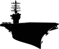 AI generated Silhouette Aircraft carrier top view black color only vector