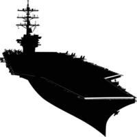 AI generated Silhouette Aircraft carrier top view black color only vector