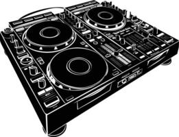 AI generated Silhouette DJ Controller black color only vector