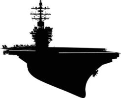 AI generated Silhouette Aircraft carrier top view black color only vector