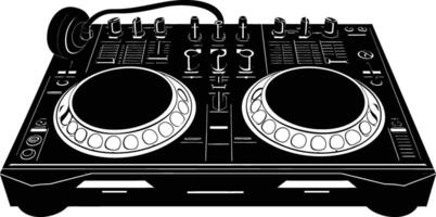 AI generated Silhouette DJ Controller black color only vector