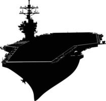 AI generated Silhouette Aircraft carrier top view black color only vector