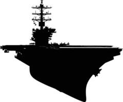 AI generated Silhouette Aircraft carrier top view black color only vector