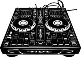 AI generated Silhouette DJ Controller black color only vector