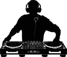 AI generated Silhouette DJ Controller black color only vector