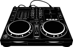 AI generated Silhouette DJ Controller black color only vector