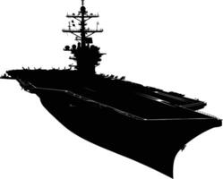 AI generated Silhouette Aircraft carrier top view black color only vector