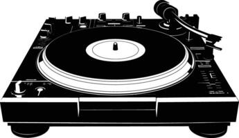 AI generated Silhouette DJ Turntable black color only vector