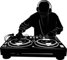 ai generado silueta DJ placa giratoria negro color solamente vector