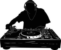 ai generado silueta DJ placa giratoria negro color solamente vector