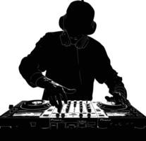 AI generated Silhouette DJ Controller black color only vector