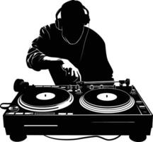 AI generated Silhouette DJ Turntable black color only vector