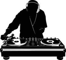 AI generated Silhouette DJ Turntable black color only vector